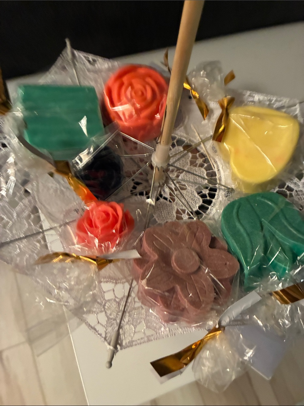 Fabric Decor Umbrella with 7 Handmade Natural Soaps